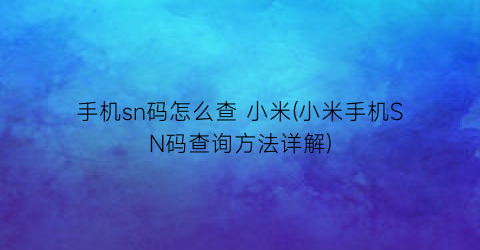 “手机sn码怎么查小米(小米手机SN码查询方法详解)